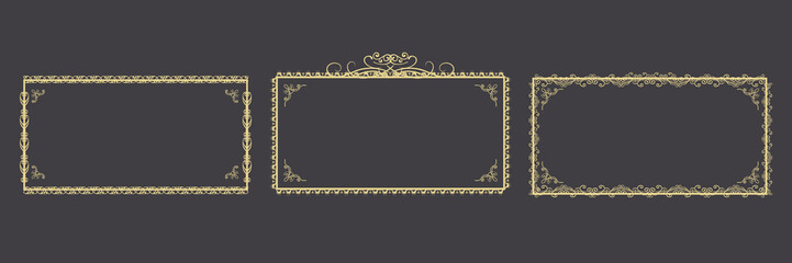 Elegant Ornate Rectangle Frames Vector Set


