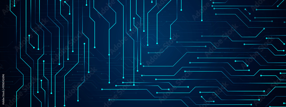 Fototapete abstract computer technology blue background banner futuristic business data technology modern conce