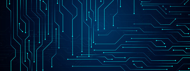Abstract computer technology blue background banner futuristic business data technology modern...