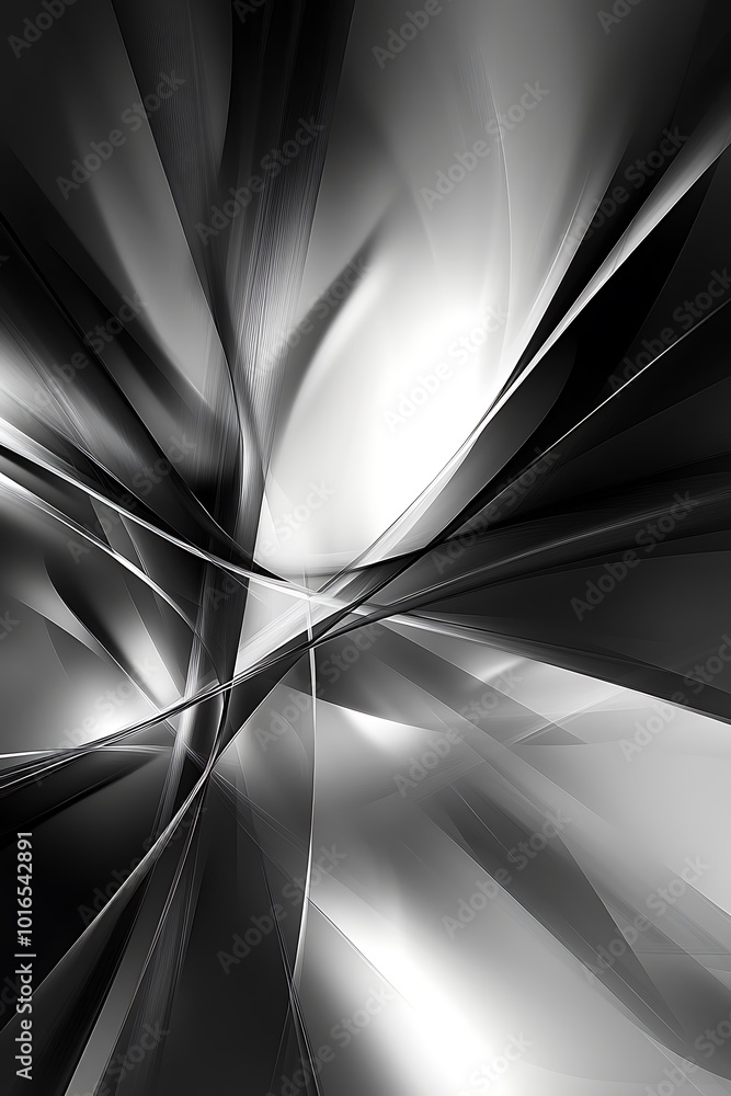 Poster stylish silver and black geometric abstract composition featuring diagonal shapes, perfect for moder