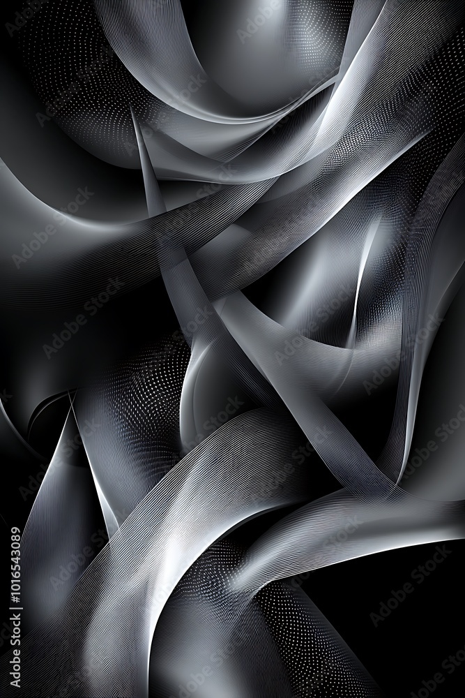 Poster dynamic silver and black abstract background with diagonal geometric elements, reflecting a modern a