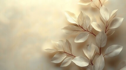 leaves background in aesthetic minimalism style soft pastel neutral colors and beige elements for social media elegant premium design,minimal style touch of sophistication to any project