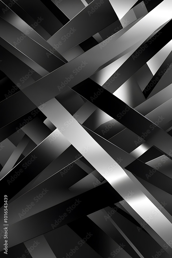Poster minimalist abstract geometric background in silver and black tones, enhanced by sharp diagonal shape