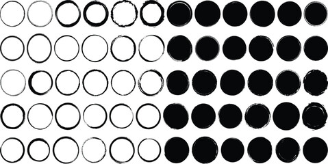 Grunge and dirty distressed texture Circle Brush Photo frame set for T-Shirt and logo.