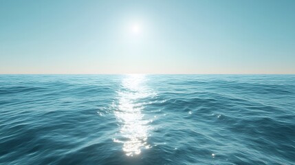 Obraz premium A calm ocean scene with gentle waves and a clear blue sky.