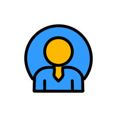 Admin icon in blue and orange colors. Vector illustration.