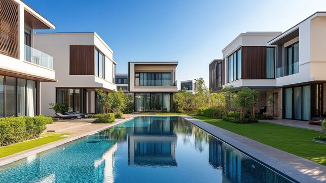 modern townhouse Outstanding elegant design The villa has a private pool, terrace and inviting landscaped gardens.