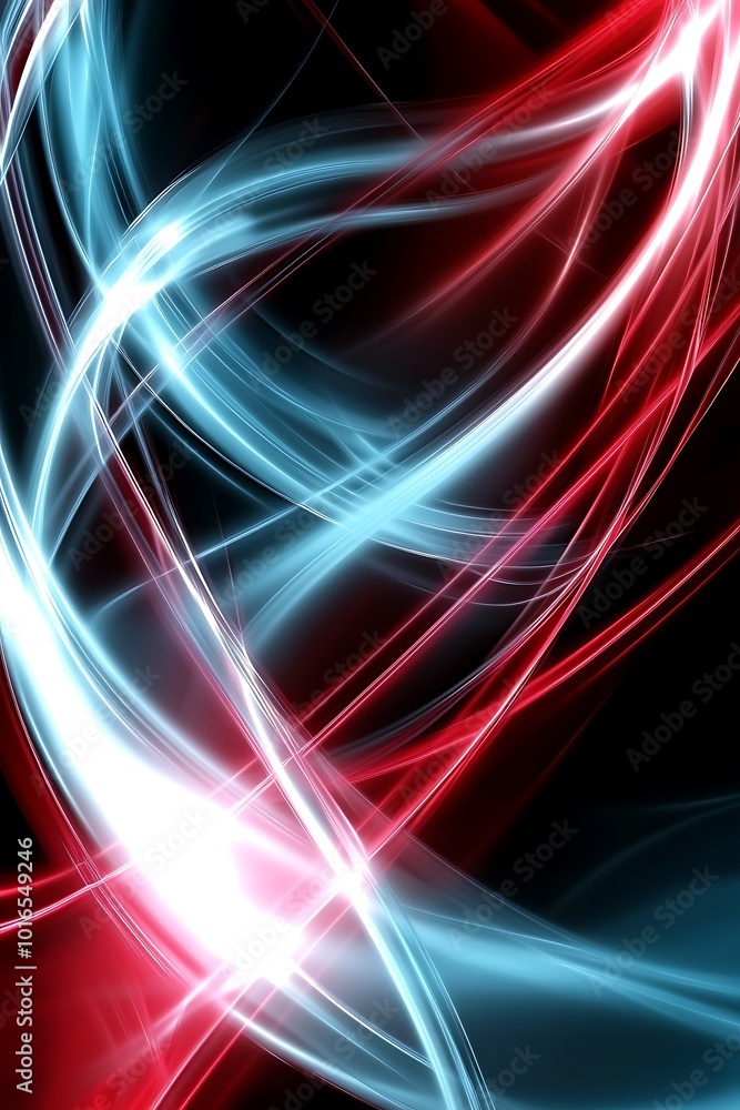Poster abstract blue and red geometric background: diagonal lines and shapes form a bold and energetic desi