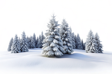 snow covered pine trees