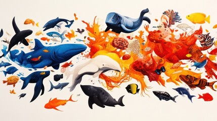 Vibrant Underwater Species and Diversity Illustration
