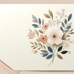 multicolored minimalist flowers of pastel shades, greeting card, invitation,generative ai