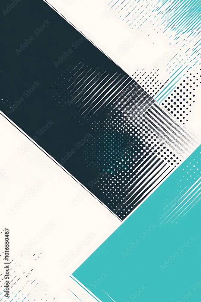 Poster elegant cyan and white abstract geometric composition with diagonal forms, creating a sleek and futu