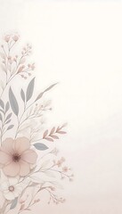 floral minimalistic illustration pastel colors,greeting card, invitation,generative ai