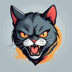 Obraz premium angry cat vector, furious feline vector, annoyed kitty vector, irritated cat graphic, grumpy cat vector, hostile cat illustration, upset cat vector, mad cat artwork, aggressive cat graphic, scowling 