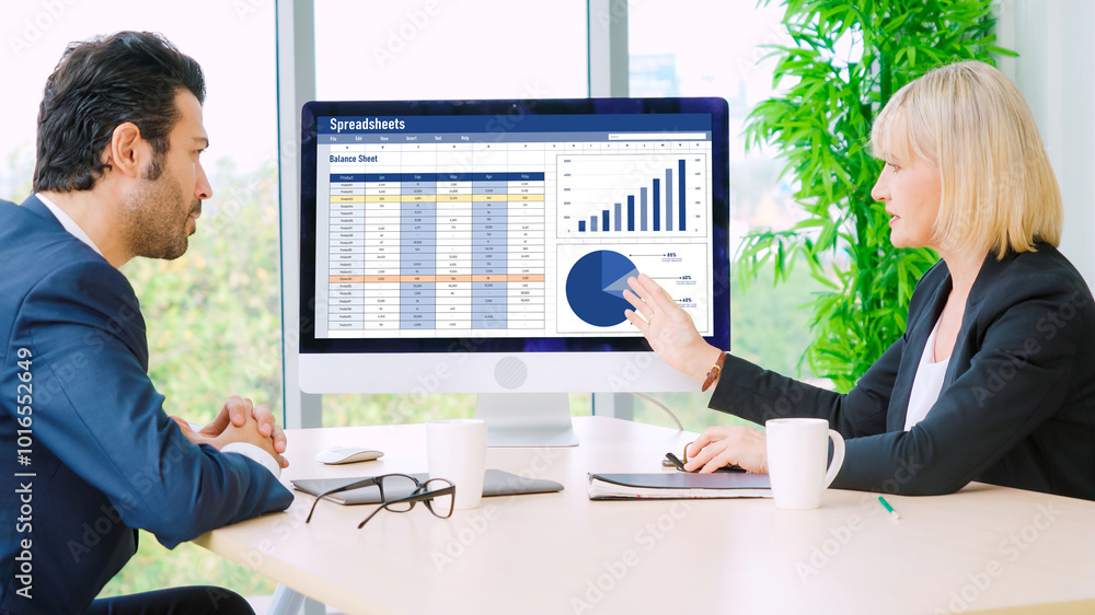 Poster spreadsheet document information financial startup concept. data and graphs in spreadsheet documents