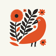 Obraz premium Abstract folk nordic art posters template. Modern trendy minimal style. Hand drawn design for wallpaper, wall decor, print, postcard, cover, template, banner.