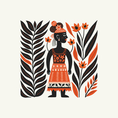 Abstract folk nordic art posters template. Modern trendy minimal style. Hand drawn design for wallpaper, wall decor, print, postcard, cover, template, banner.