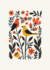 Abstract folk nordic art posters template. Modern trendy minimal style. Hand drawn design for wallpaper, wall decor, print, postcard, cover, template, banner.