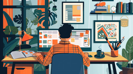 A remote worker attending a virtual mental health workshop, learning strategies to manage stress and maintain a healthy work-life balance.