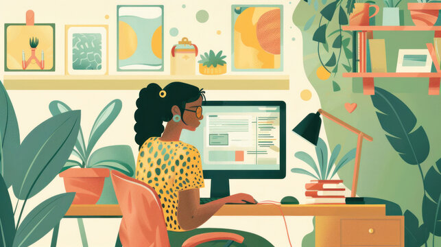 A remote worker attending a virtual mental health workshop, learning strategies to manage stress and maintain a healthy work-life balance.