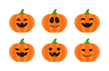 Set of pumpkin ghost character illustrations with autumn season Halloween day festival concept.