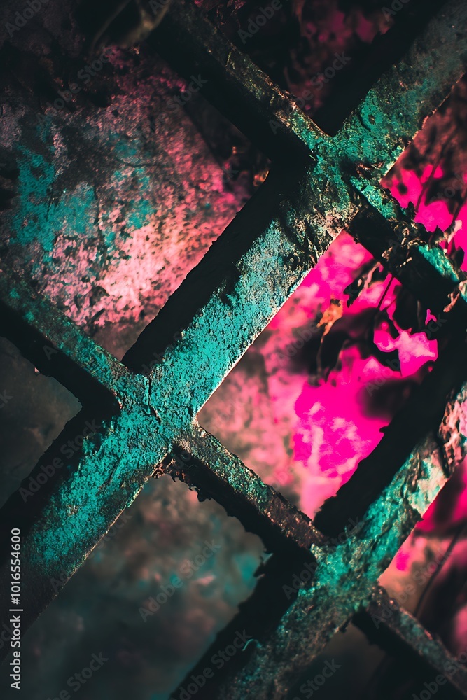 Poster lively abstract geometric background in shades of green and pink, showcasing diagonal shapes that cr
