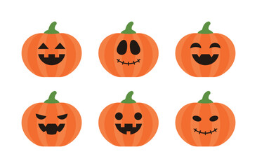 Set of pumpkin ghost character illustrations with autumn season Halloween day festival concept.