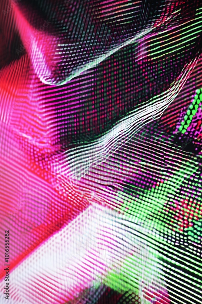 Poster vibrant green and pink abstract geometric background featuring dynamic diagonal shapes and patterns,