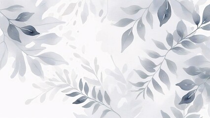 Watercolor painting of delicate grey leaves on a white background.