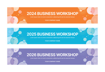 Set of business banner design templates in modern, geometry, abstract shape pattern style for schools, companies, workshops, events and presentations. 