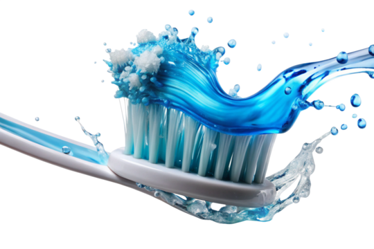 toothpaste splash on a toothbrush png - Powered by Adobe