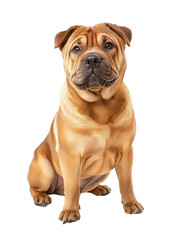 Obraz premium chinese shar-pei dog sitting isolated on transparent background