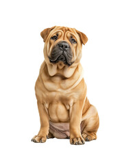 Obraz premium chinese shar-pei dog sitting isolated on transparent background