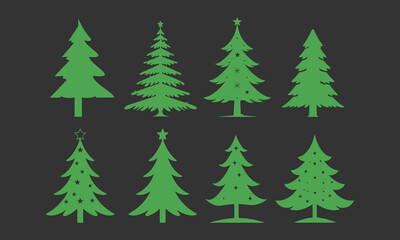 Obraz premium Christmas Tree Vector Icons Set with Different Styles