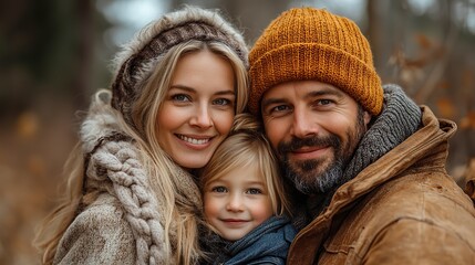 portrait of big happy family,kids in a forest.illustration