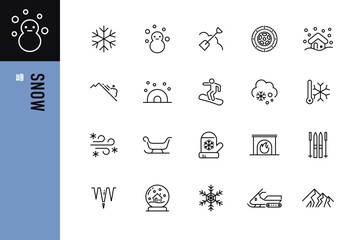 雪のシンプルなラインアイコン