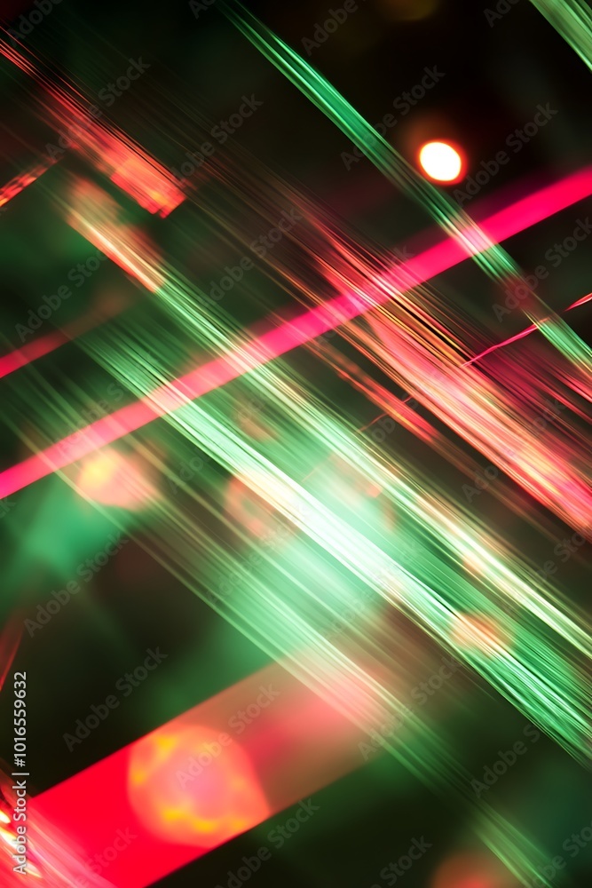 Poster dynamic abstract background blending green and red colors with diagonal geometric shapes, creating a