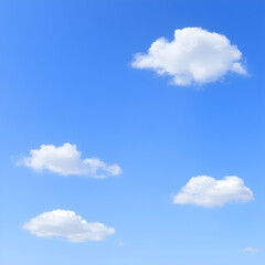 Fototapeta premium Sparse white clouds scattered across bright blue sky, Generative AI
