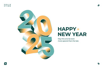 A vibrant and modern 3D design featuring the year 2025 in various gradient color