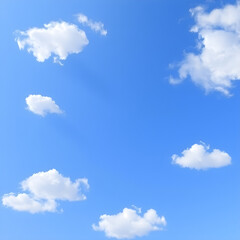 Obraz premium Soft white clouds drifting in blue sky, Generative AI