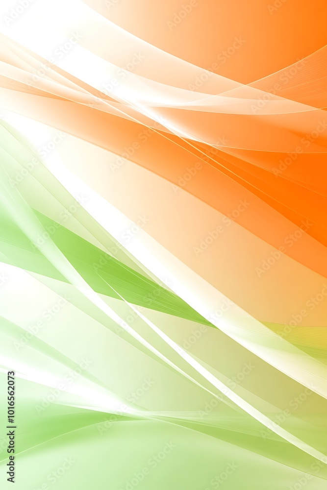 Poster eye-catching abstract geometric background in shades of green and orange, showcasing dynamic diagona
