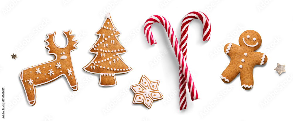 Wall mural christmas design element on transparent background with transparent shadow. isolated christmas sweet