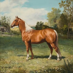 Obraz premium horse on the meadow, generative ai