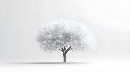 A minimalist tree, with simple branches and leaves, on a white background.

