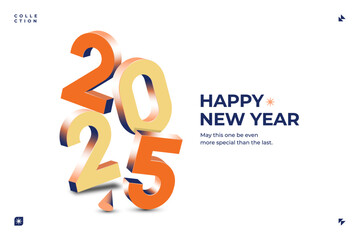 A vibrant and modern 3D design featuring the year 2025 in various gradient color