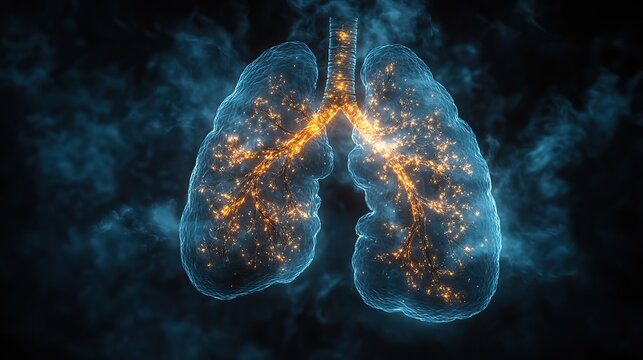 representation of a human lung affected by smoke illustrating the harmful impact of smoking and tobacco use on respiratory health leading to lung disease.illustration