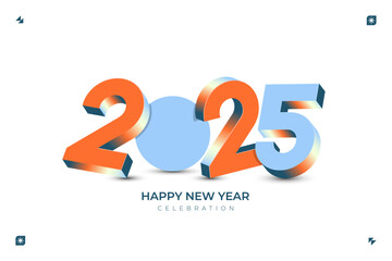 A vibrant and modern 3D design featuring the year 2025 in various gradient color