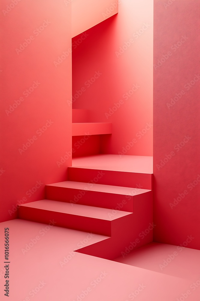 Aufkleber dynamic abstract geometric design with diagonal shapes in pink and red tones, offering a bold and co