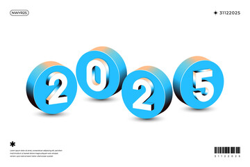 A vibrant and modern 3D circle design featuring the year 2025 in blue and orange gradient