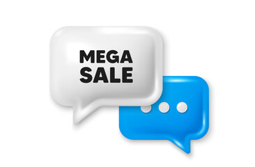 Mega Sale tag. Chat speech bubble 3d icon. Special offer price sign. Advertising Discounts symbol. Mega sale chat offer. Speech bubble banner. Text box balloon. Vector